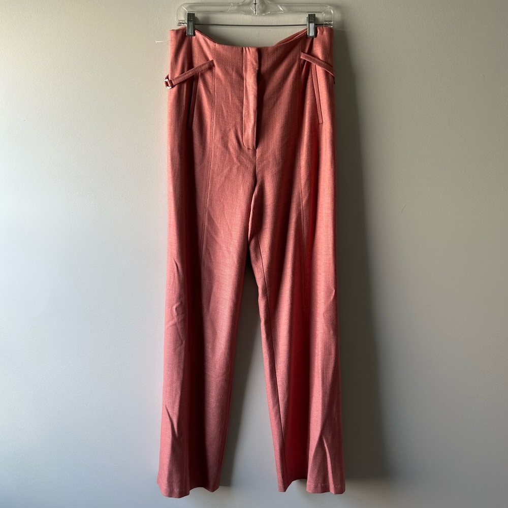 Veronica Beard salmon pink straight leg pants
